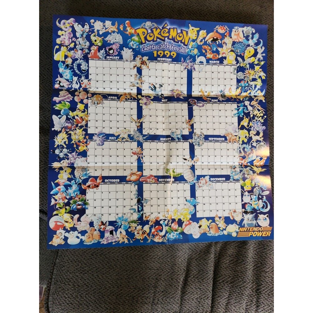 1999 Pokemon Calendar Nintendo Power Magazine Insert